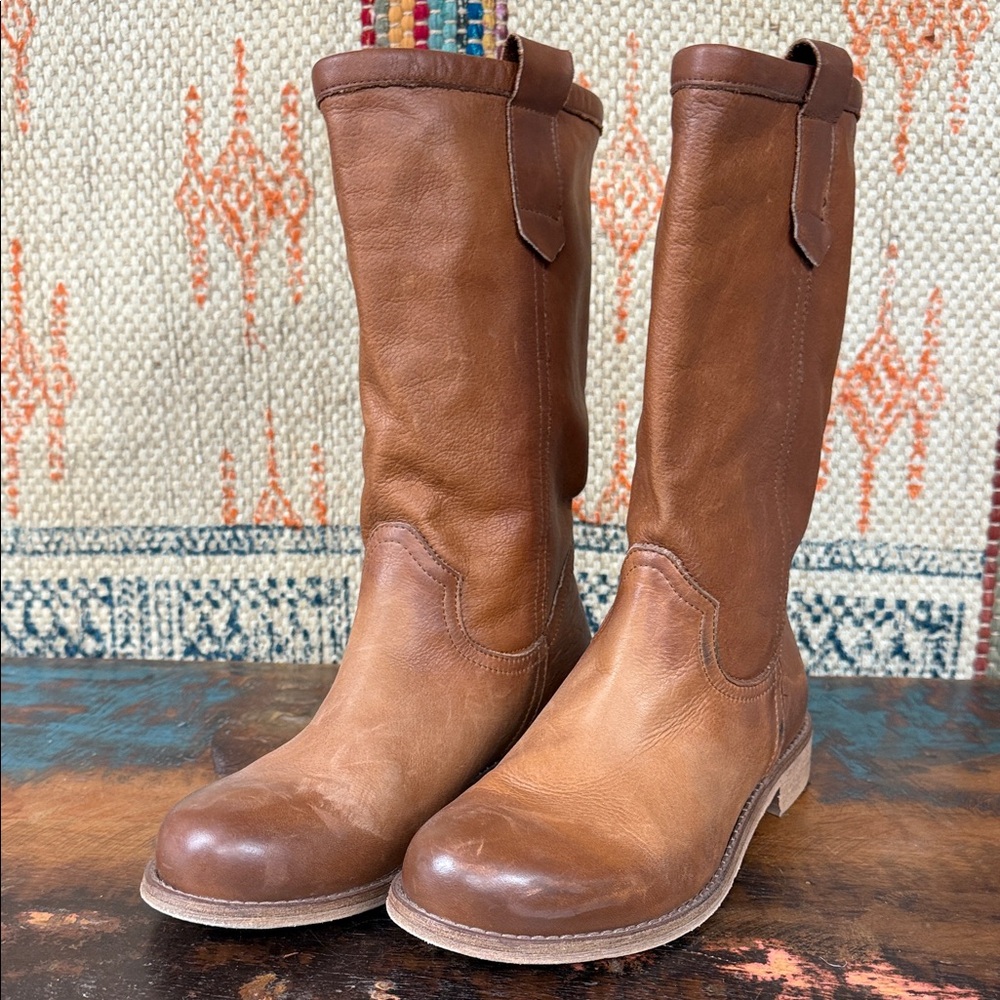 Sundance Brown Leather Combat & Moto Boots